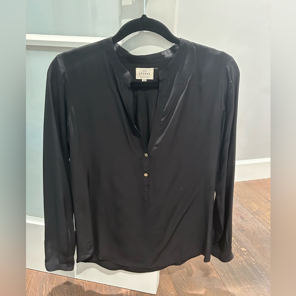 Sezane black silk blouse size 36/ us 4